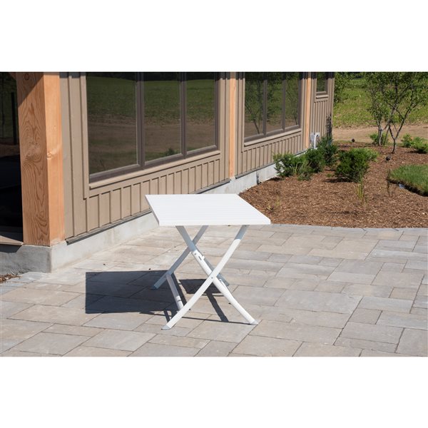 Vivere Brunch White Aluminum Folding Table 47-in