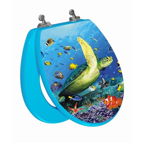 Topseat Toilet Seat with High Res 3D Image Round Sea Turtle TSSTRCP