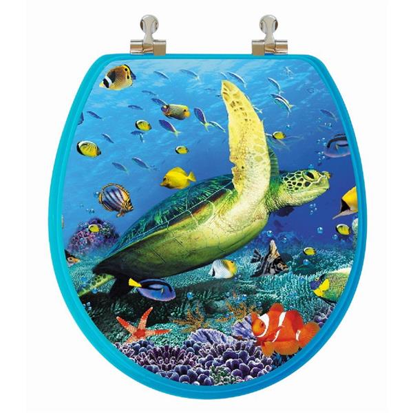 Topseat Toilet Seat with High Res 3D Image Round Sea Turtle TSSTRCP RONA