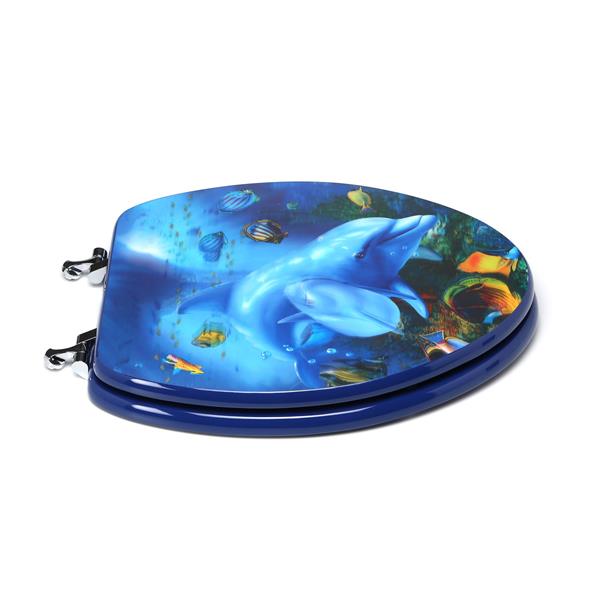 Topseat Toilet Seat with High Res 3D Image Elongated Dolphins