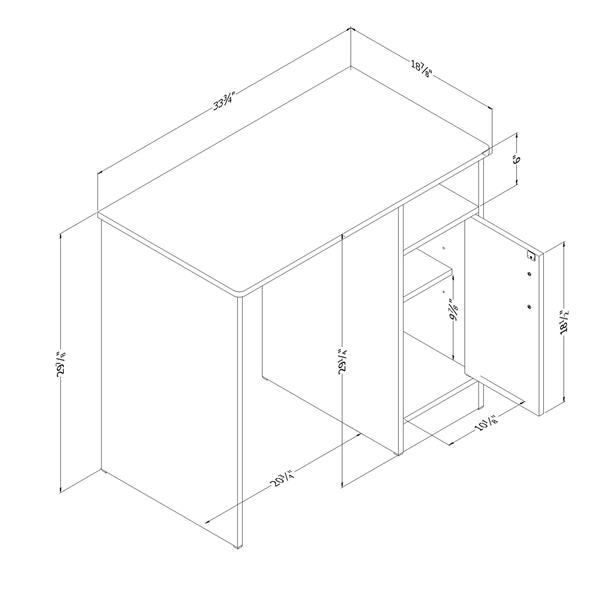 South Shore Furniture Axess Desk - 33.75-in x 19-in x 30-in - Black