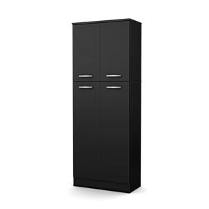South Shore Furniture Axess 4-Door Storage Pantry - 23.5-in x 12.25-in x 61-in - Black
