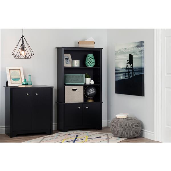 South Shore Furniture Vito Small 2-Door Storage Cabinet - Black
