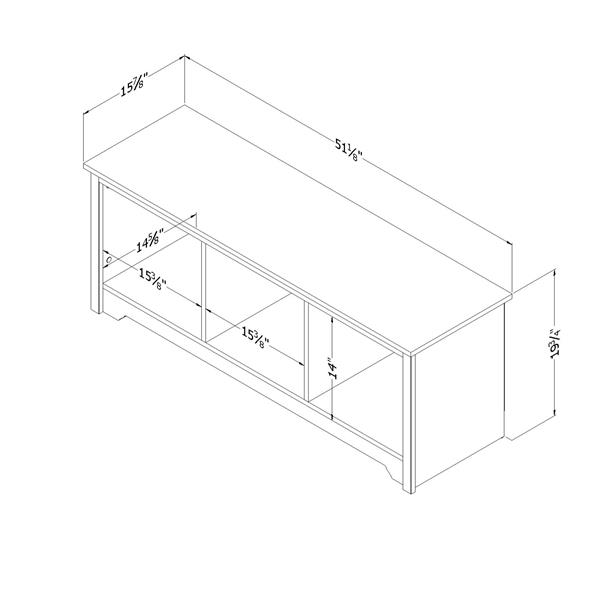 South Shore Furniture Vito Cubby Storage Bench - 51.25-in x 16-in x 19.75-in - White