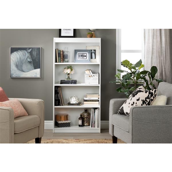 South Shore Furniture Axess 4-Shelf Bookcase - 28-in x 11.5-in x 56-in - White