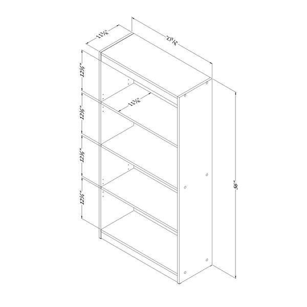 South Shore Furniture Axess 4-Shelf Bookcase - 28-in x 11.5-in x 56-in - White