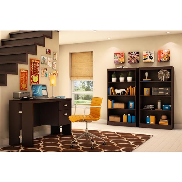 South Shore Furniture Axess 4-Shelf Bookcase - 28-in x 11.5-in x 56-in - Chocolate