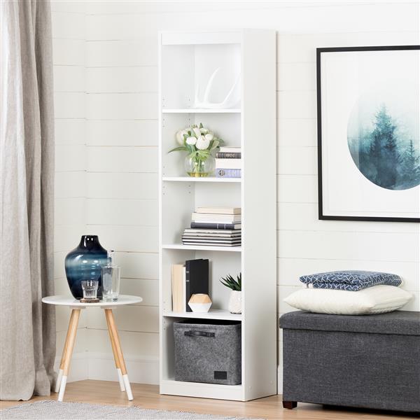 South Shore Furniture Axess 5-Shelf Narrow Bookcase - 19-in x 11.5-in x 68.75-in - White