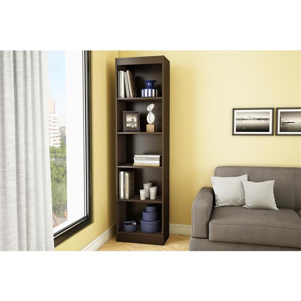 South Shore Furniture Axess 5-Shelf Narrow Bookcase - Chocolate