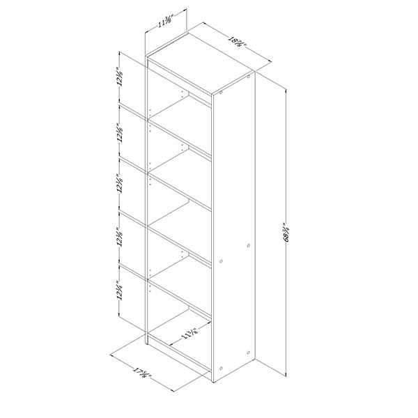 South Shore Furniture Axess 5-Shelf Narrow Bookcase - Chocolate