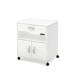 South Shore Furniture Axess Microwave Cart on Wheels - White