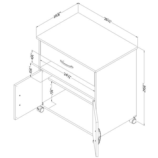 South Shore Furniture Axess Printer Cart on Wheels - Royal Cherry