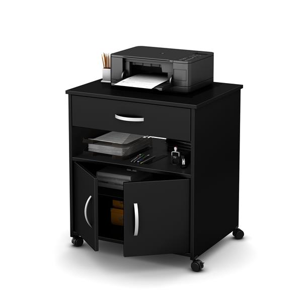 South Shore Furniture Axess Printer Cart on Wheels - 26.75-in x 19-in x 29.25-in - Black