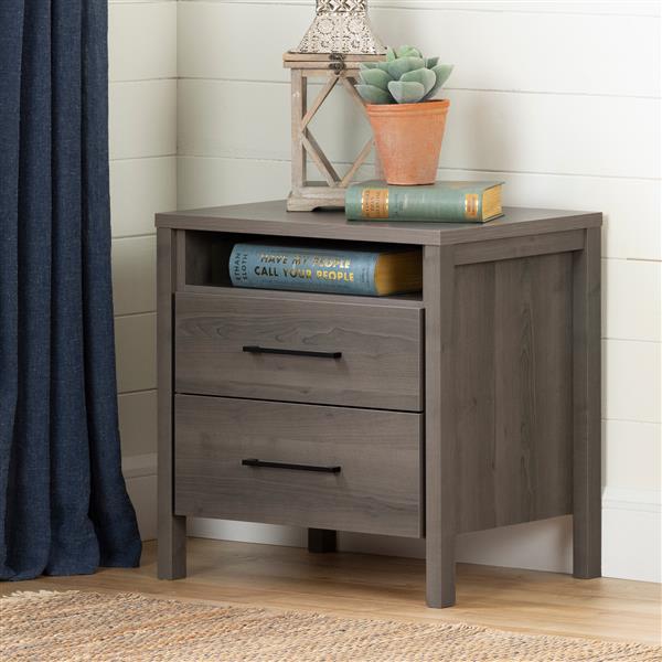 South Shore Furniture Gravity 2 Drawer Nightstand Gray Maple 9036060 Rona