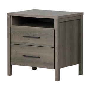 South Shore Furniture Gravity 2-Drawer Nightstand - Gray Maple