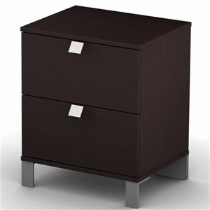 South Shore Furniture Spark 2-Drawer Nightstand - 19.5-in x 17-in x 23-in - Chocolate