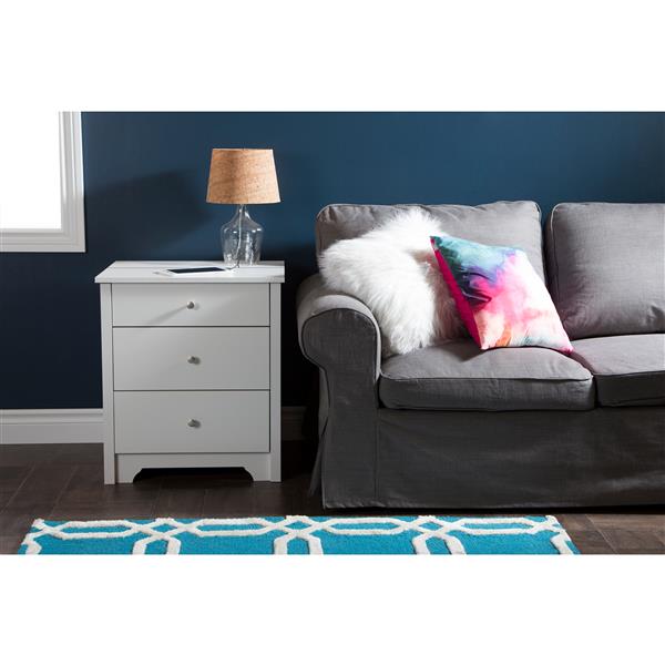 South Shore Furniture Vito Nightstand Charging Station - White
