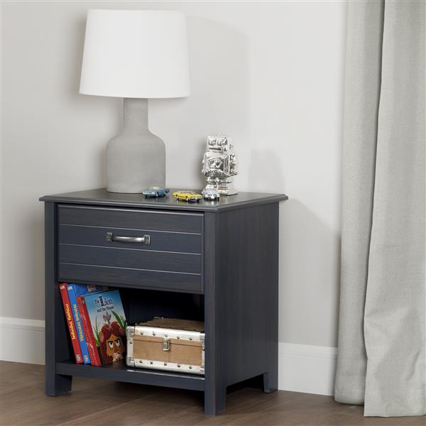 South Shore Furniture Ulysses 1-Drawer Nightstand - Blueberry