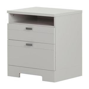 South Shore Furniture Reevo Nightstand with Cord Catcher - Soft Gray