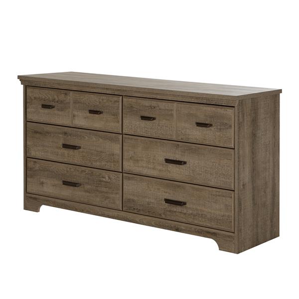 South Shore Furniture Versa 6 Drawer Double Dresser Weathered Oak 9066010 Rona