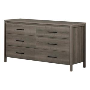South Shore Furniture Gravity 6-Drawer Double Dresser - Gray Maple