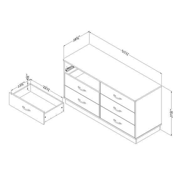 South Shore Furniture Logik 6 Drawer Double Dresser White