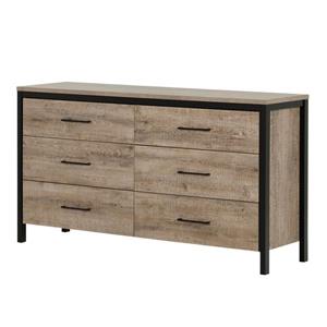 South Shore Furniture Munich 6-Drawer Double Dresser - Weathered Oak and Black