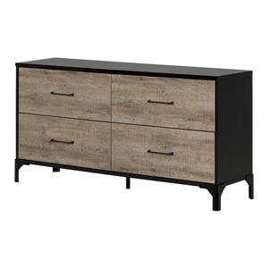 Valet 4-Drawer Double Dresser - Weathered Oak and Ebony
