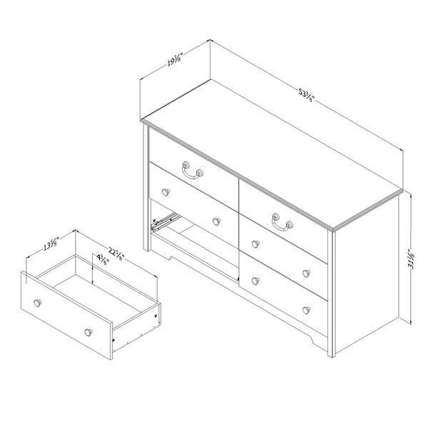 South Shore Furniture Aviron 6-Drawer Double Dresser - Blueberry