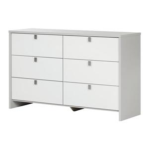 Bureau double 6 tiroirs Cookie, gris clair et blanc