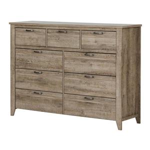 South Shore Furniture Lionel 9-Drawer Double Dresser - Weathered Oak
