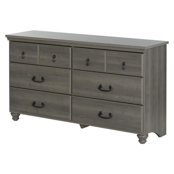 South S Furniture Noble 6 Drawer, Dark Gray Double Dresser