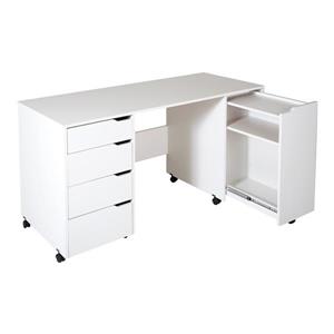 South Shore Furniture Crea Wheeled Craft Table - 58.12-in x 23.62-in x 29.62-in - White