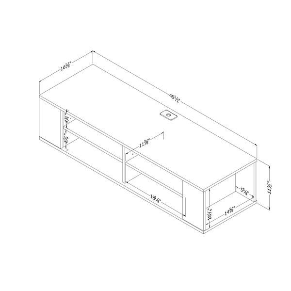 Console média murale City Life, 49,5 po x 16,25 po x 11,5 po, noir