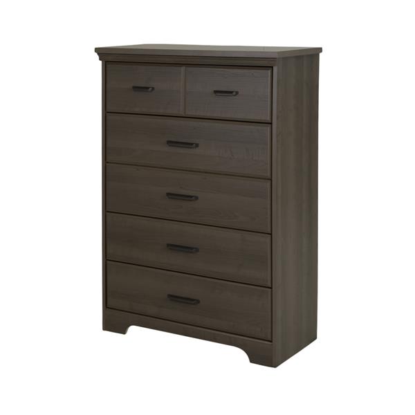 South Shore Furniture Versa 5-Drawer Chest - 29.75-in x 19.50-in x 49.25-in - Gray Maple