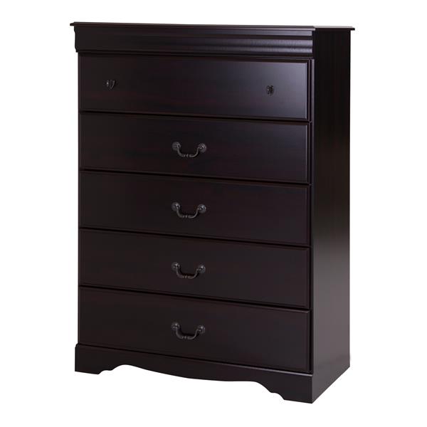 South Shore Vintage 5-Drawer Chest in Dark Mahogany 