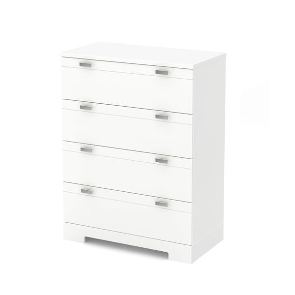 Commode 4 tiroirs Reevo, 32,87 po x 18,87 po x 40,25 po, blanc