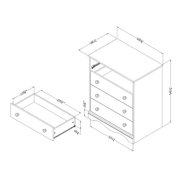 South Shore Furniture Angel 4-Drawer Chest - 29.75-in x 19-in x 35-in - White