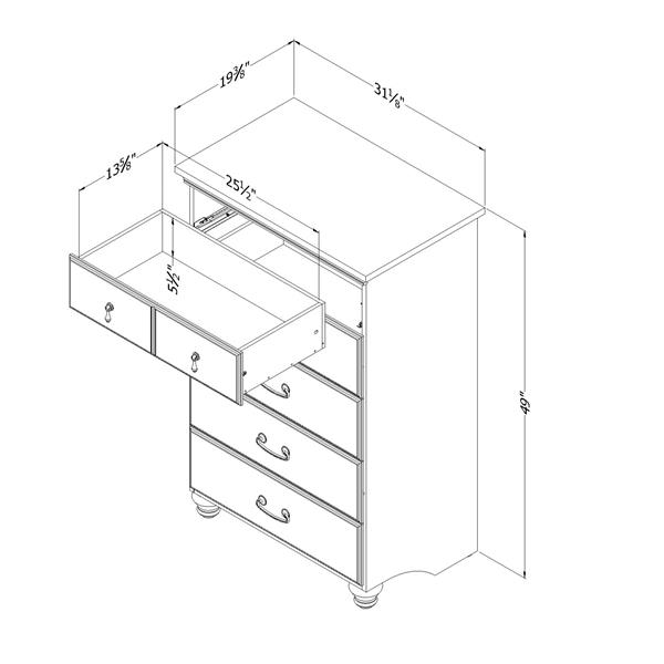 South Shore Furniture Noble 5Drawer Chest 31.13in x 19.38in x 49