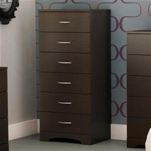 South Shore Furniture Step One 6-Drawer Lingerie Chest - 26-in x 19-in x 50-in - Chocolate