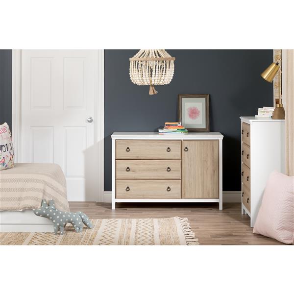 South Shore Furniture Catimini 4-Drawer Chest - 29.63-in x 19.38-in x 40-in - White and Oak