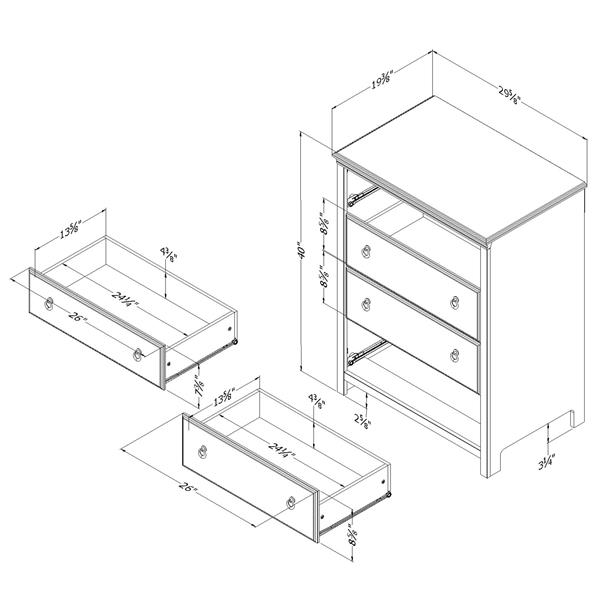 South Shore Furniture Catimini 4-Drawer Chest - 29.63-in x 19.38-in x 40-in - White and Oak