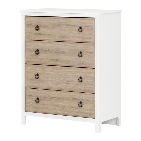 South Shore Furniture Catimini 4-Drawer Chest - 29.63-in x 19.38-in x 40-in - White and Oak