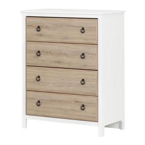 South Shore Furniture Catimini 4-Drawer Chest - 29.63-in x 19.38-in x 40-in - White and Oak