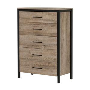 South Shore Furniture Munich 5-Drawer Chest - 31.25-in x 19-in x 49-in - Oak and Black