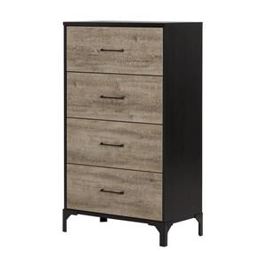 Commode 4 tiroirs Valet, 33" x 18,25" x 52,25", chêne
