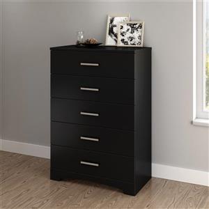 South Shore Furniture Gramercy 5-Drawer Chest - 33-in x 19-in x 42.5-in - Black