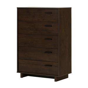 Commode 5 tiroirs Fynn, 32,88" x 18,25" x 48,75", chêne brun