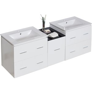 American Imaginations Xena Vanity Set - Double Sink - 61.5" - White
