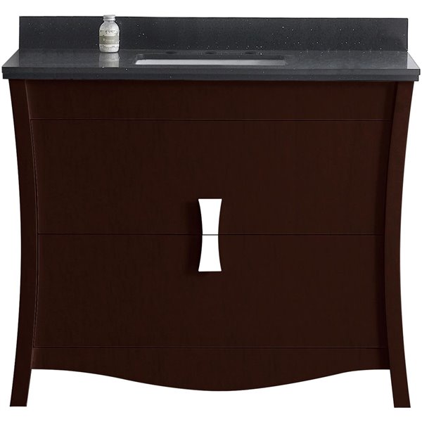 American Imaginations Bow Brown 48-in Single Sink Freestanding Bathroom Vanity with Black Galaxy Quartz Top